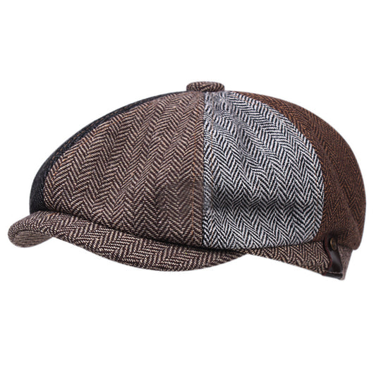 Herringbone Cotton Literary Octagonal Hat