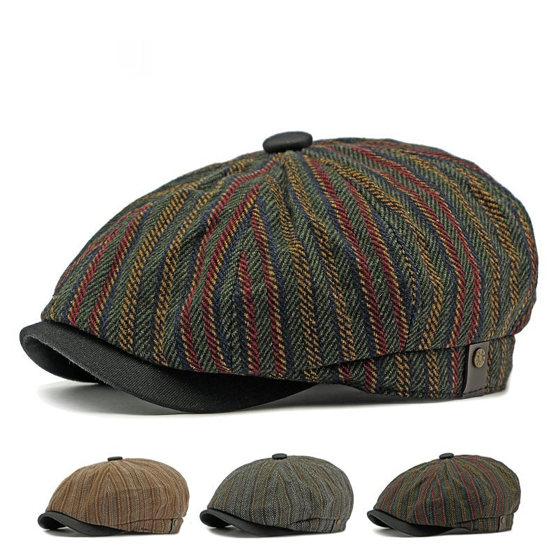 Retro Vintage Wool Stripe Beret