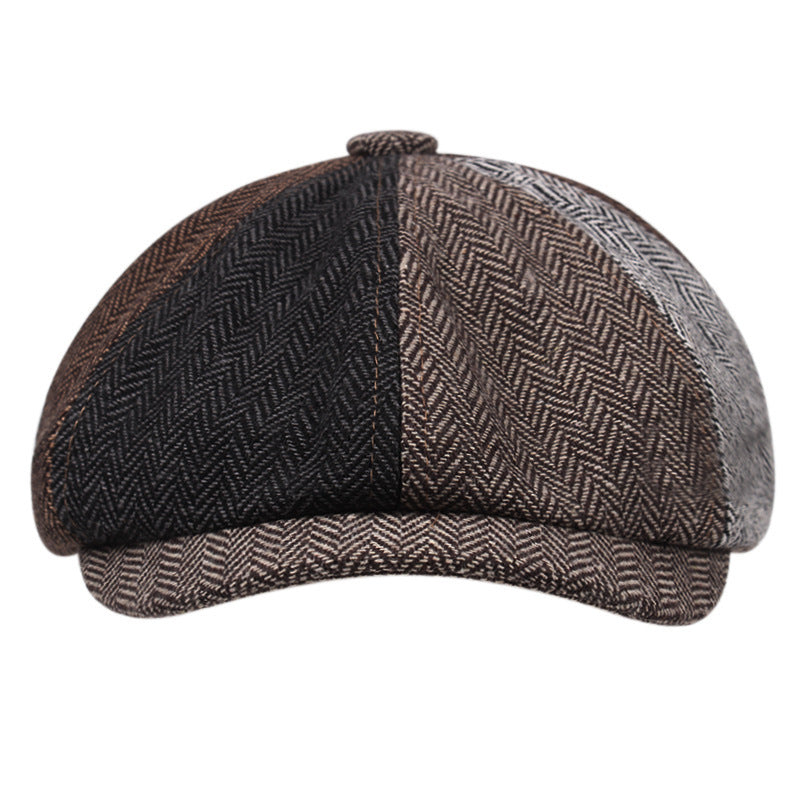 Herringbone Cotton Literary Octagonal Hat