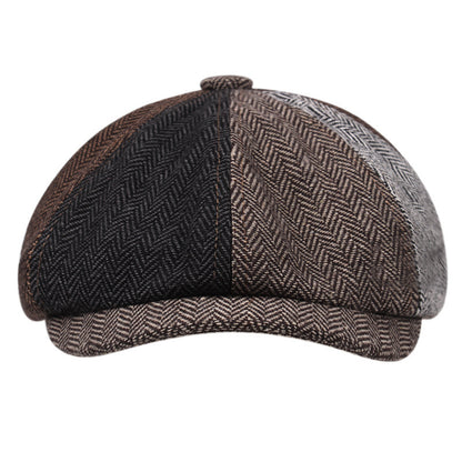 Herringbone Cotton Literary Octagonal Hat